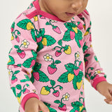 Smafolk :: Elstar Long-Sleeved Baby Body With Strawberries Pink Fandango
