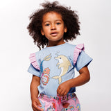Smafolk :: T-Shirt With Mermaid And Dolphin Soft Sky