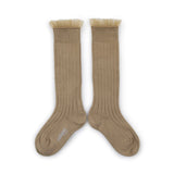 Collegien :: Manon Tulle Frill Ribbed Knee High Socks 226