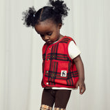Mini Rodini :: Check Aop Fleece Vest Red