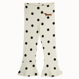 Mini Rodini - Dots Aop Dog Flared Trousers Off-White