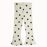Mini Rodini - Dots Aop Dog Flared Trousers Off-White