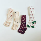 Little Stocking Co :: Burgundy Flower Knit Tights