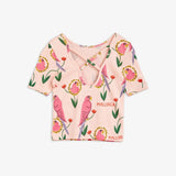 Mini Rodini :: Parrots Aop Ballet Ss Tee Pink