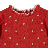 Emile Et Ida - Robe Smockee Brodee Griotte