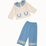 Apolina -  Clara Trouser Set Milk/Book Blue