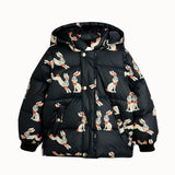 [Pre-Order] Mini Rodini - Rabbits Aop Hooded Puffer Black