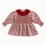 Bonjour Diary - Handsmock Blouse With Collar Flowers Field Print