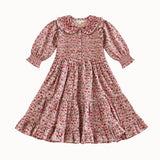 Bonjour Diary - Long Dress With Embroidered Collar Flowers Field Print