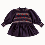 Bonjour Diary - Handsmock Blouse With Crochet Collar Navy Check Voile