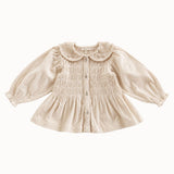 Bonjour Diary - Blouse With Embroidered Collar Ivory Corduroy