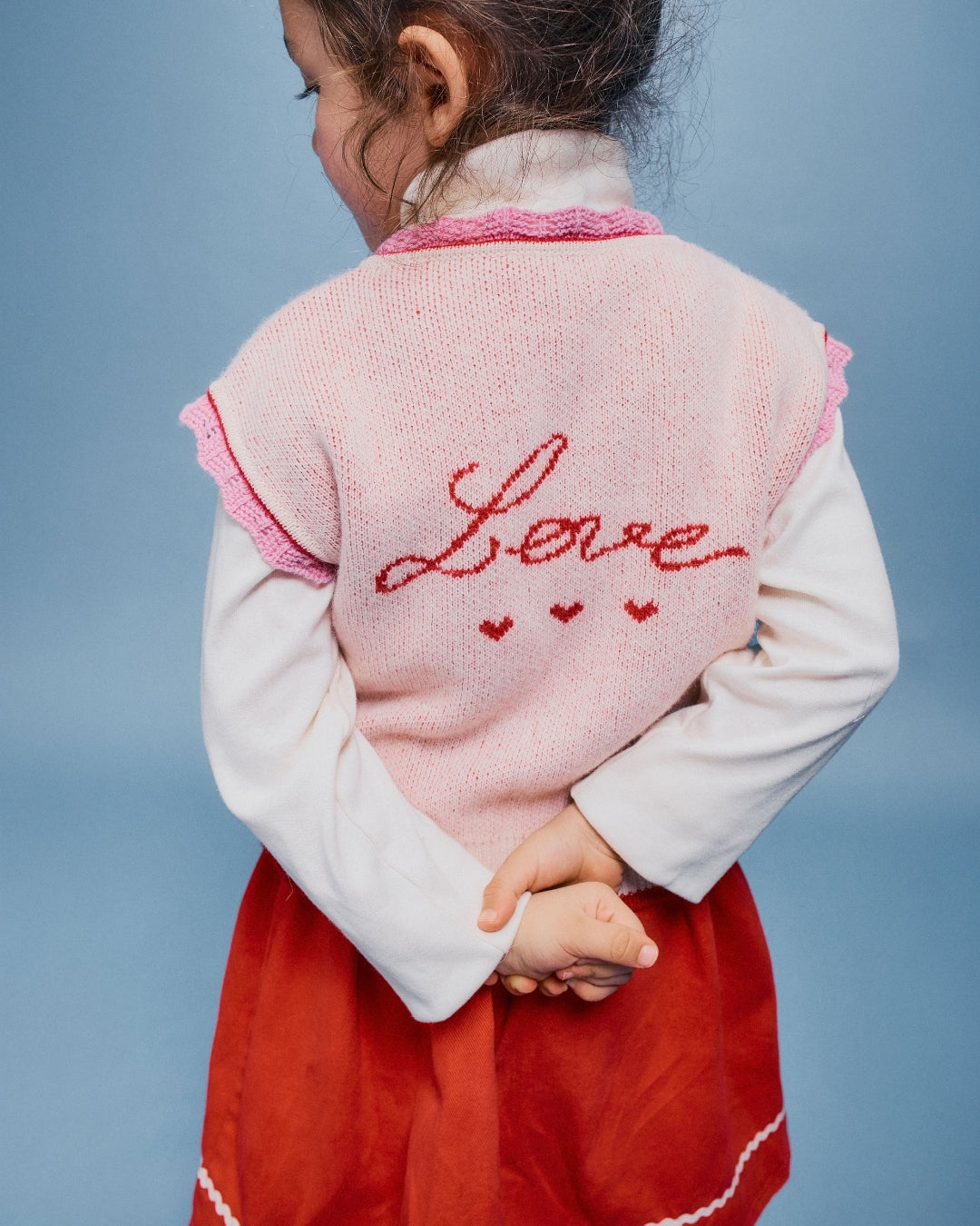 Bebe Organic Pomme Vest Love Apple Knit - kids vest detail