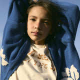 Birinit Petit -  Cobalt Knit Jacket With Floral Embroidery