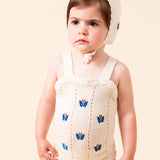 Birinit Petit :: Knit Romper With Floral Embroidery Baby