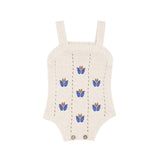 Birinit Petit :: Knit Romper With Floral Embroidery Baby