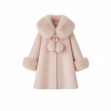 Bobble Babies :: Fur Collar Pom Coat Blush