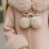 Bobble Babies :: Fur Collar Pom Coat Blush