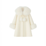 Bobble Babies :: Fur Collar Pom Coat Ivory