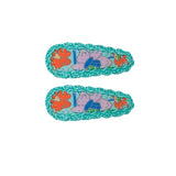 [Pre-Order] Kidsagogo :: Crochet Trim Hair Clip Vite Fiorita Aqua