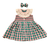 Bonjour Diary :: Ibiza Top + Hair Clip Pink Green Honeycomb Check