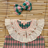 Bonjour Diary :: Ibiza Top + Hair Clip Pink Green Honeycomb Check
