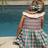 Bonjour Diary :: Ibiza Top + Hair Clip Pink Green Honeycomb Check
