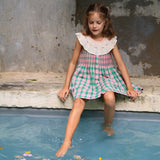 Bonjour Diary :: Ibiza Top + Hair Clip Pink Green Honeycomb Check