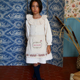 Bonjour Diary - Apron With Multi Color Embroidery Ivory Denim