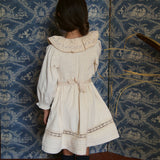 Bonjour Diary - Apron With Multi Color Embroidery Ivory Denim