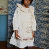 Bonjour Diary - Apron With Multi Color Embroidery Ivory Denim