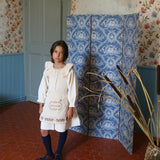 Bonjour Diary - Apron With Multi Color Embroidery Ivory Denim