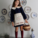 Bonjour Diary - Apron With Multi Color Embroidery Ivory Denim