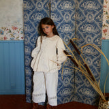 Bonjour Diary - Blouse With Embroidered Collar Ivory Corduroy