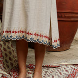 Bonjour Diary - Embroidered Skirt Dress Natural Cotton Flex
