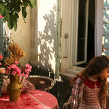Bonjour Diary - Handsmock Blouse With Collar Flowers Field Print