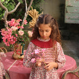 Bonjour Diary - Handsmock Blouse With Collar Flowers Field Print