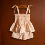 Bonjour Diary - Embroidered Short & Top Set Pink Vichy