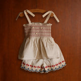 Bonjour Diary - Embroidered Short & Top Set Natural Cotton Flex
