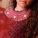 Bonjour Diary - Handsmock Dress With Collar Little Bouquet Print