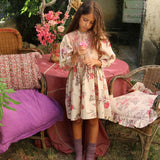 Bonjour Diary - Handsmock Dress With Crochet Collar Vence Print
