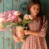 Bonjour Diary - Long Dress With Embroidered Collar Flowers Field Print