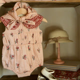 Bonjour Diary - Romper With Scarf Pink Garden Flowers Print