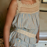 Bonjour Diary - Top & Panty Set Blue Transat Stripe