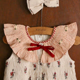 Bonjour Diary - Tunique With Hair Clip Garden Flowers Print - Cotton Slub Voile