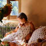 Bonjour Diary - Tunique With Hair Clip Garden Flowers Print - Cotton Slub Voile