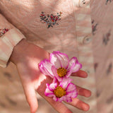 Bonjour Diary - Reversible Dress Coat With Triangle Scarf Coat Pink Garden Flowers Print