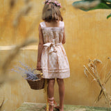 Bonjour Diary :: Eleonore Dress Flowers Lurex Light Pink Chanderi