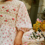 Bonjour Diary :: Handsmock Blouse Long Sleeves Rosa Bloom Print