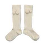 Collegien :: Diane Ribbed Knee High Socks With Pompoms 037