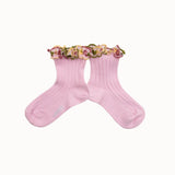 Collegien - Anemone Embroidered Ruffle Ribbed Ankle Socks 127